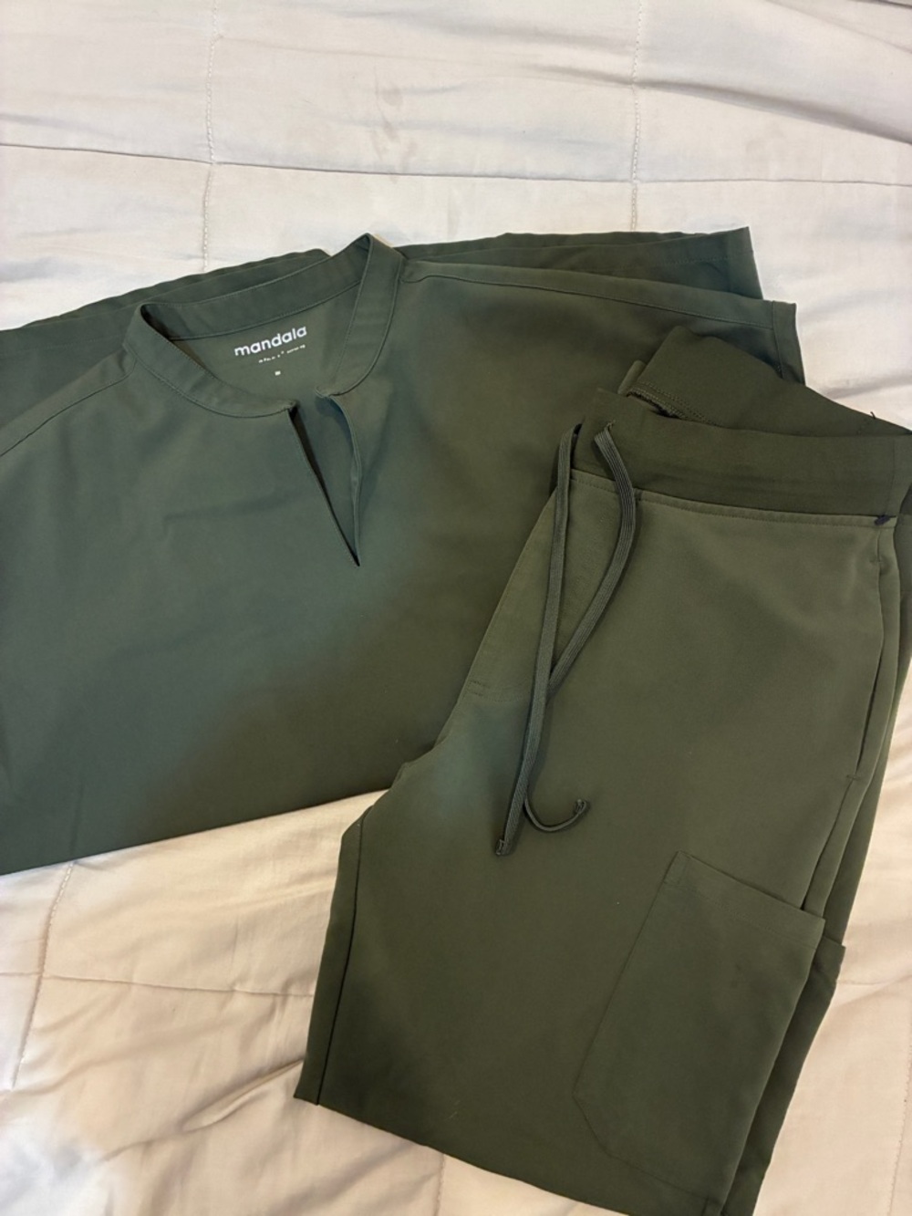 Mandala Women's Olive Green Scrub Top and Jogger Set